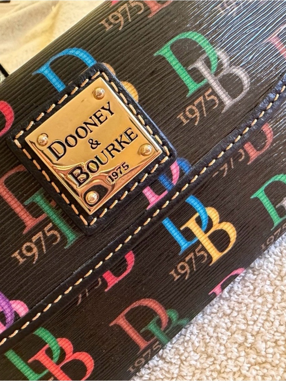 Dooney & Bourke DB75 Small Brenna Satchel NWT + Matching Wallet Rainbow Monogram - Picture 8 of 11